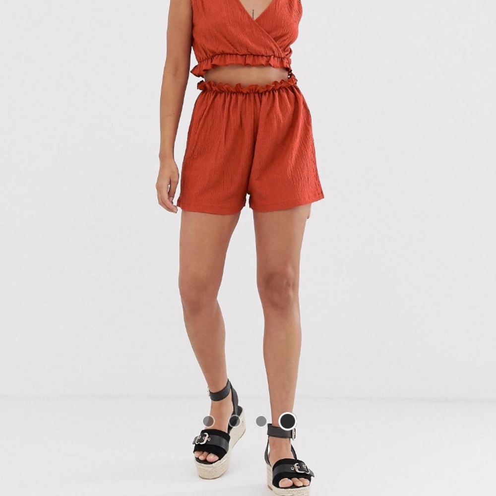 ASOS Design Petite beach jersey shorts in crinkle
